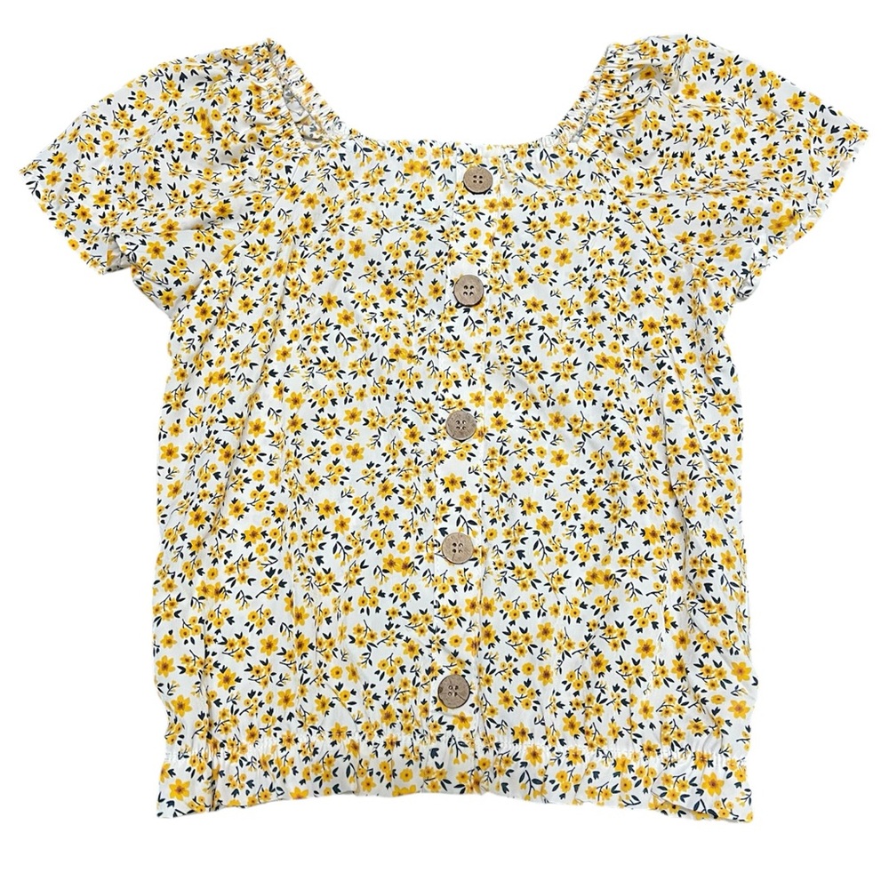 Lily Bleu Girls White & Yellow Floral Top NWOT